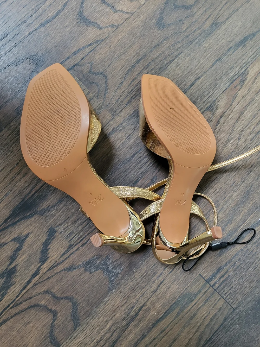 Zara Metallic Gold Strappy Heeled Sandals